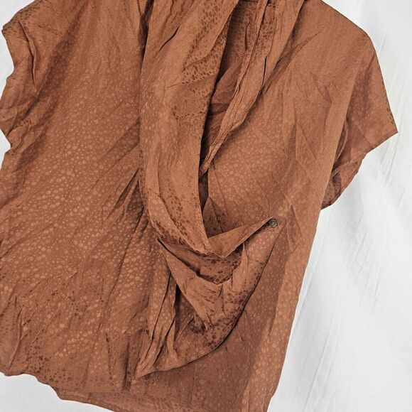 Mango Suit Blusa Luna Nwt US Women's Size 2 Rust Orange Faux Wrap Blouse - Picture 2 of 7